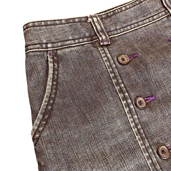 Bica Cheia x Anthropologie Dbl Bttn Front A-Line Denim Mini Skirt Size 4 | EUC - Picture 6 of 12